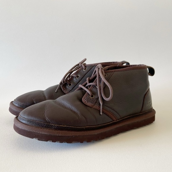 Ugg Boots Neumel Shearling Chukka Lace Leather Casual Comfort Winter Brown 10 - Picture 3 of 14